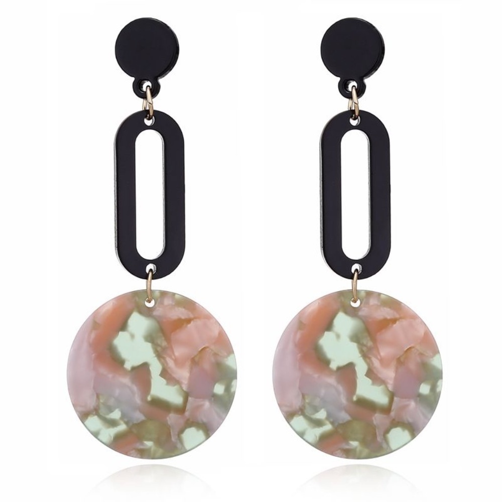 *AI* Black x Pink Fashion Acrylic Earrings